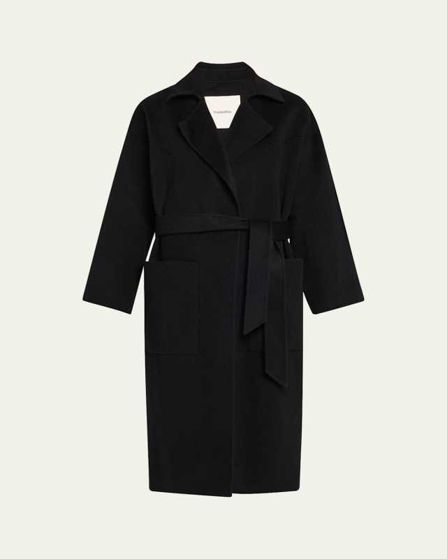 Alamo Wool-Blend Long Wrap Coat